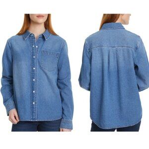 Lucky Brand Denim Shirt Size S Classic Blue Snap Button Casual Utility Western